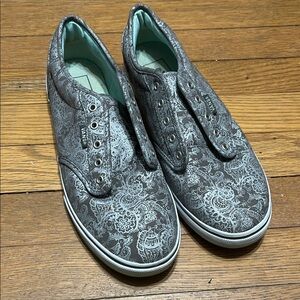 Vans Gray Paisley Slip-On Shoes